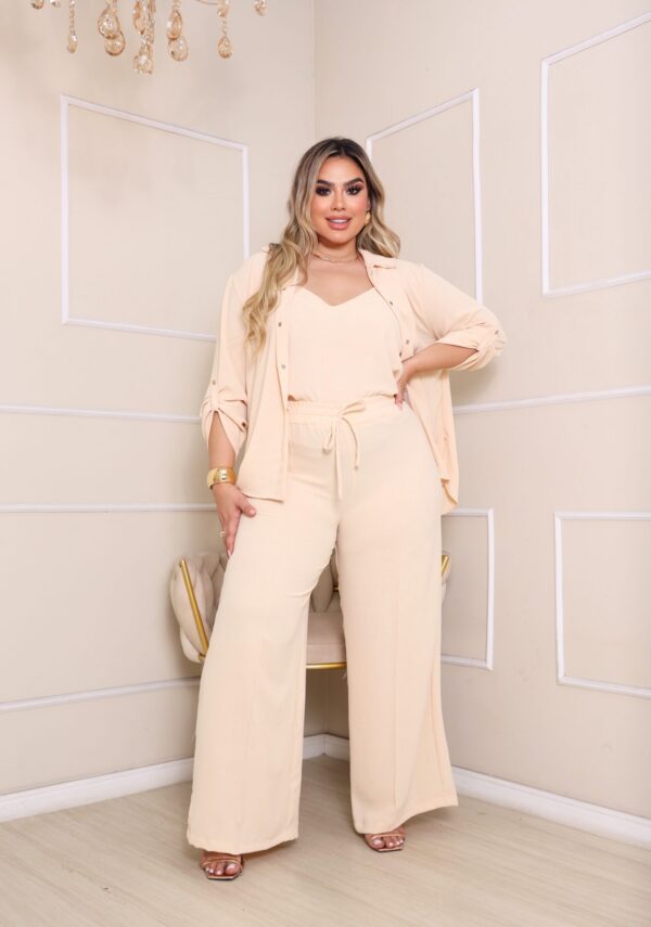 Trijunto calça pantalona plus size elegante luxo