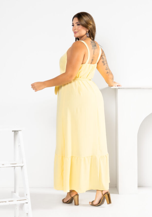 Vestido longo Maria festas plus size amarelo
