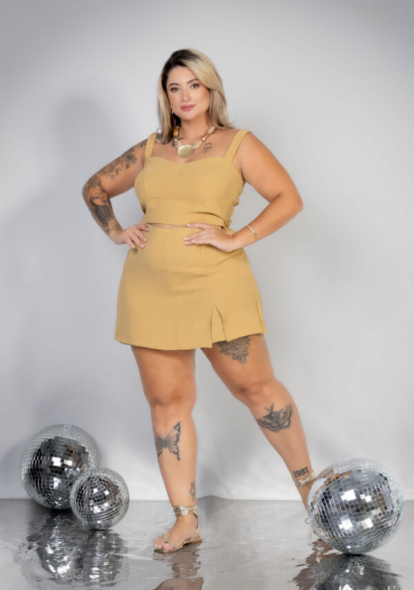 Conjunto shorts saia 2 Peças Verão festas Verde