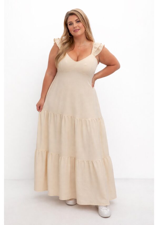 Vestido boho chic Longo verão festas plus size bege(natural)