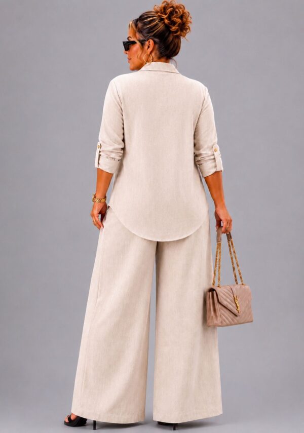 Trijunto calça pantalona plus size luxo linho natural