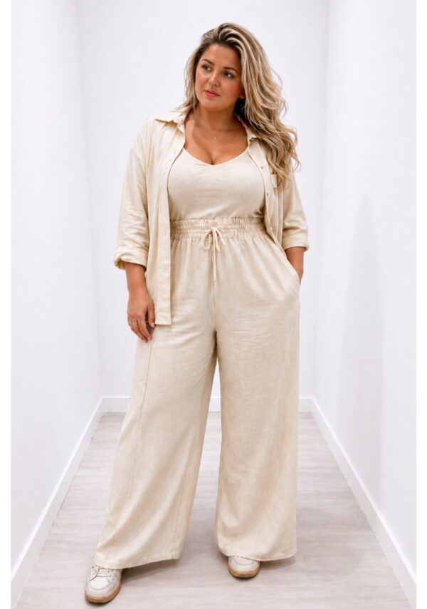 Trijunto calça pantalona plus size luxo linho