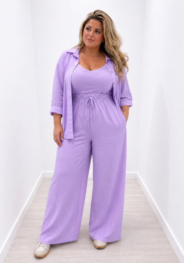 Trijunto calça pantalona plus size luxo linho